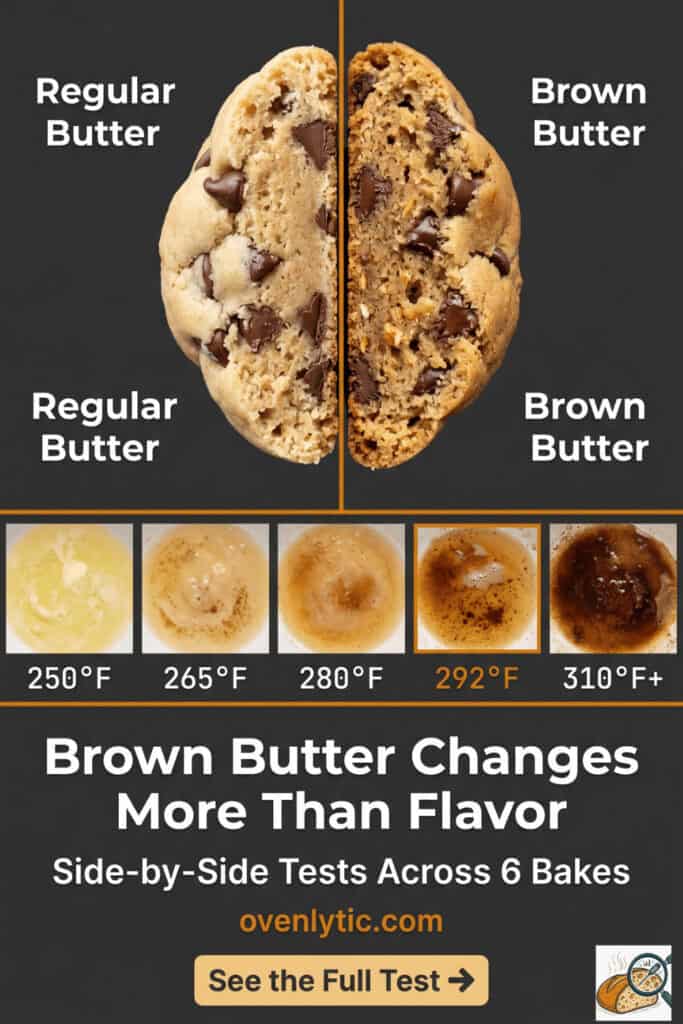 Brown butter baking science — side-by-side tests showing how browning changes texture, spread, and flavor across 6 bakes — Ovenlytic