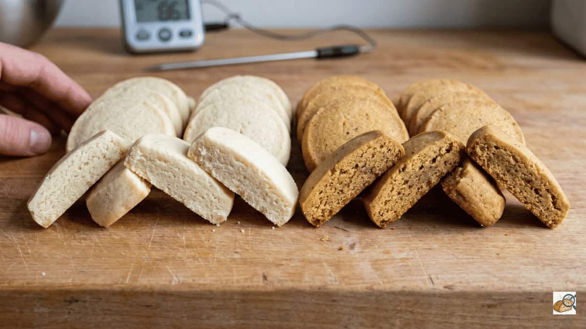 brown butter shortbread side-by-side ovenlytic lab test regular versus noisette