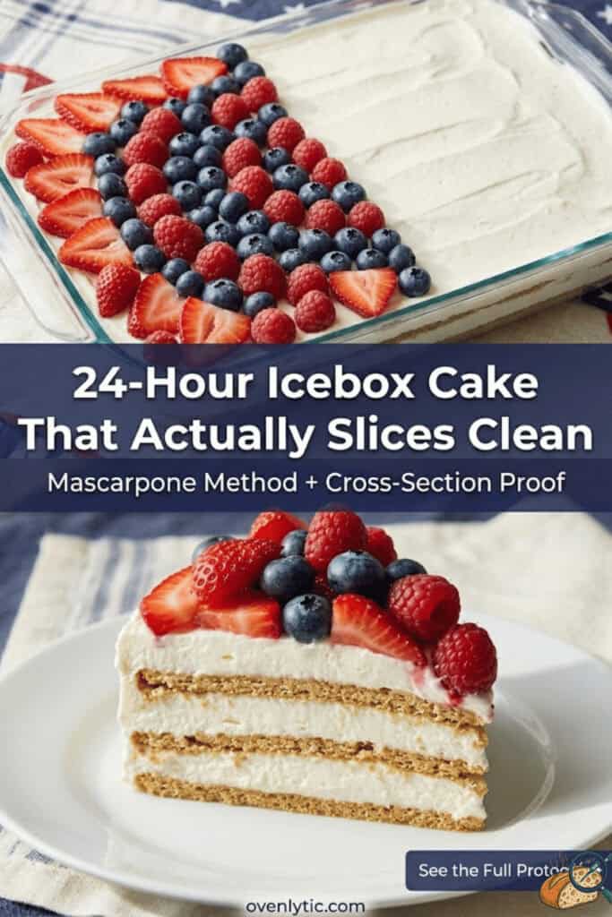 4th of July layered berry icebox cake with mascarpone filling — 24-hour setting protocol for clean slicing