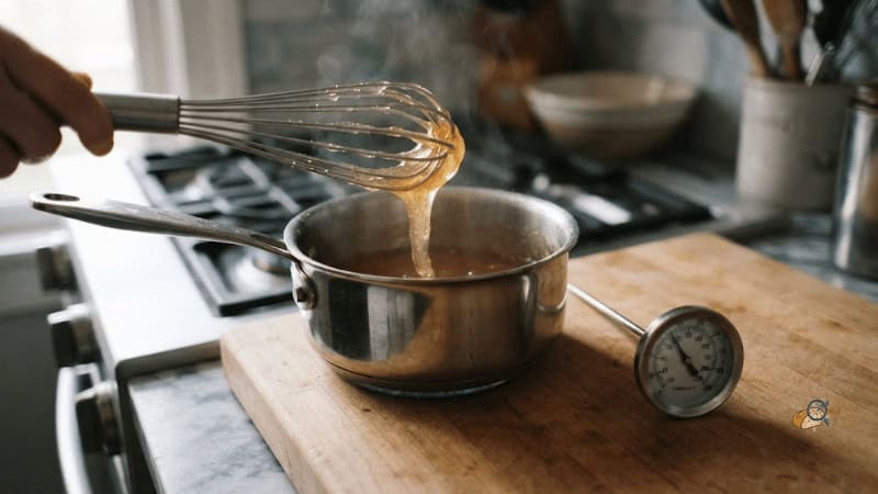 Cornstarch gel cooked in a small saucepan until translucent