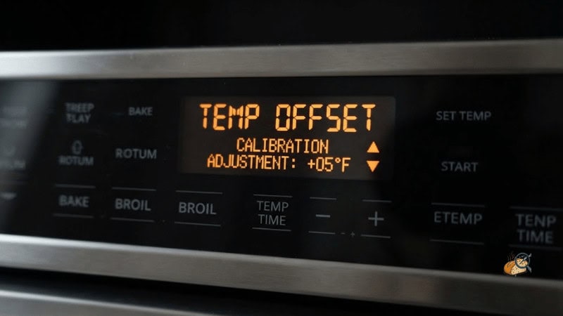 The control panel screen showing the user-adjustable temperature setting on a new range