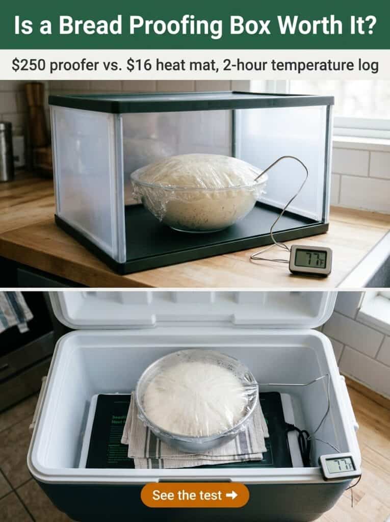 Bread proofing box and DIY cooler heat mat setup compared with probe readings